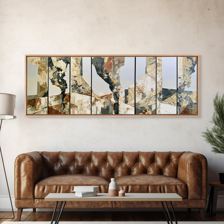 Winter Cabin Smoke Canvas Print, Scandinavian Art, Printable Art, Living Room Decor, Abstract Art, Nordic, Modern Art, SCA-3x1-34