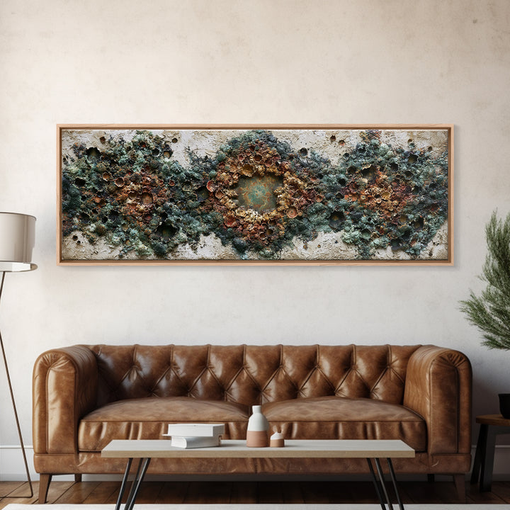 Simple Mushroom and Moss Forest Study Canvas Print, Scandinavian Art, Modern Decor, Living Room Decor, Oil Painting, Nordic, SCA-3x1-40