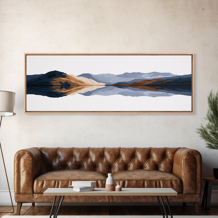 Minimal Fjord Landscape Canvas Print, Scandinavian Art, Boho Decor, Living Room Decor, Fine Art, Nordic, Luxury Decor, SCA-3x1-42