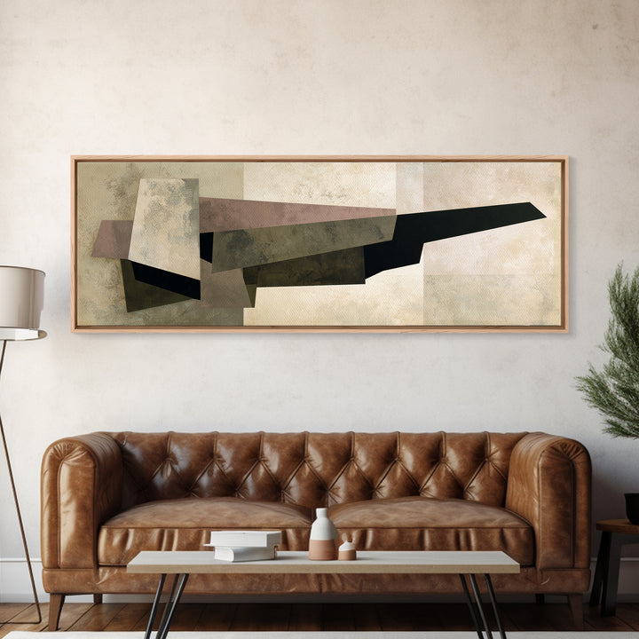 Soft Beige Geometric Abstraction Canvas Print, Scandinavian Art, Original Painting, Living Room Decor, Abstract Art, Nordic, SCA-3x1-43
