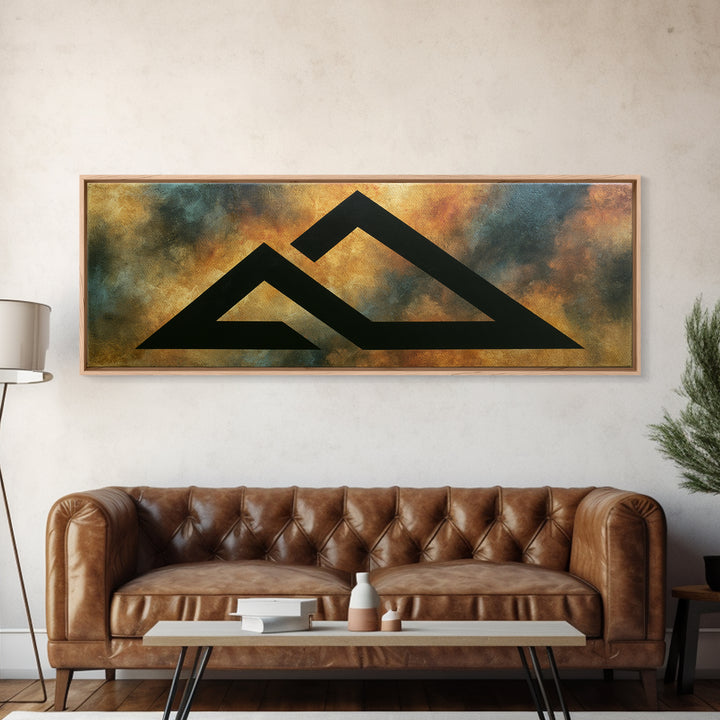 Simple Black House Shape Framed Canvas Print, Scandinavian Art, Oil Painting, Living Room Decor, Nordic, Boho Wall Decor, SCA-3x1-47