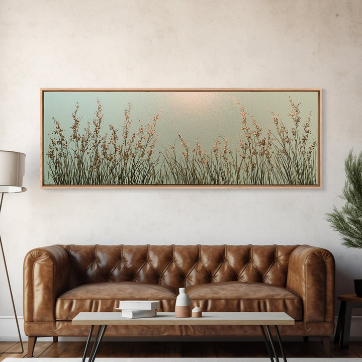 Minimal Meadow Flowers Canvas Print, Scandinavian Art, Boho Wall Art, Living Room Decor, Fine Art, Nordic, Modern Decor, SCA-3x1-50