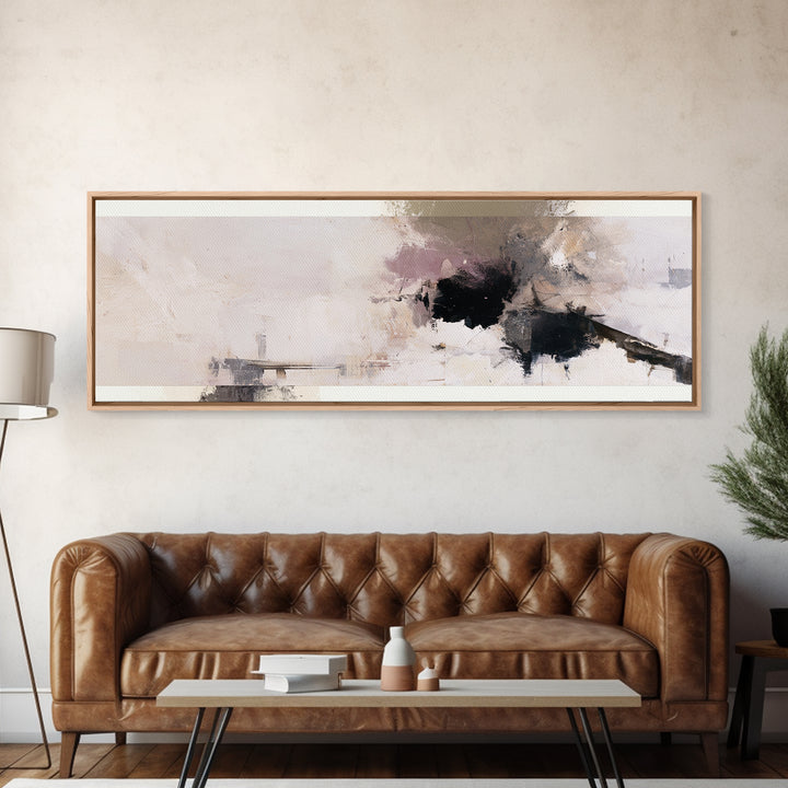 Calm Lake Dock Framed Canvas Print, Scandinavian Art, Living Room Decor, Oil Painting, Nordic, Abstract Wall Art, SCA-3x1-55