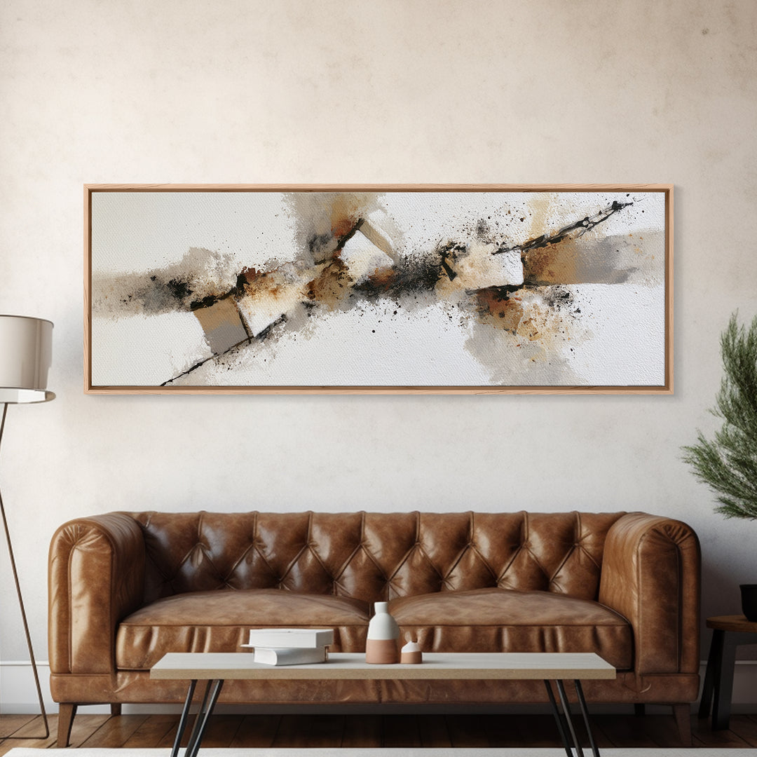 Soft Wool Texture Abstract Framed Canvas Print, Scandinavian Art, Mid Century Modern, Living Room Decor, Abstract Art, Nordic, SCA-3x1-59