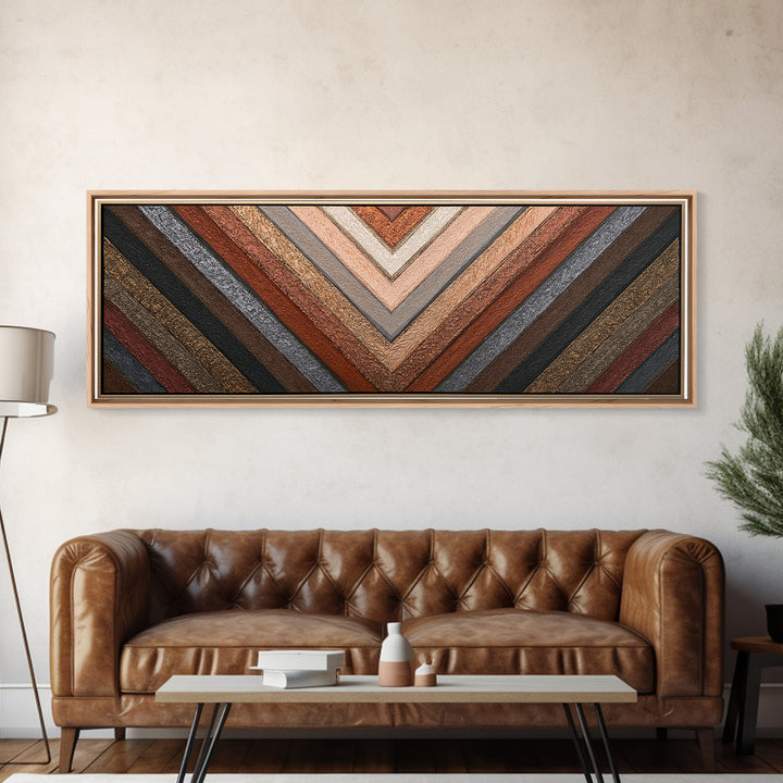 Herringbone Monochrome Pattern Canvas Print, Scandinavian Art, Minimalist Decor, Living Room Decor, Oil Painting, Nordic, SCA-3x1-62