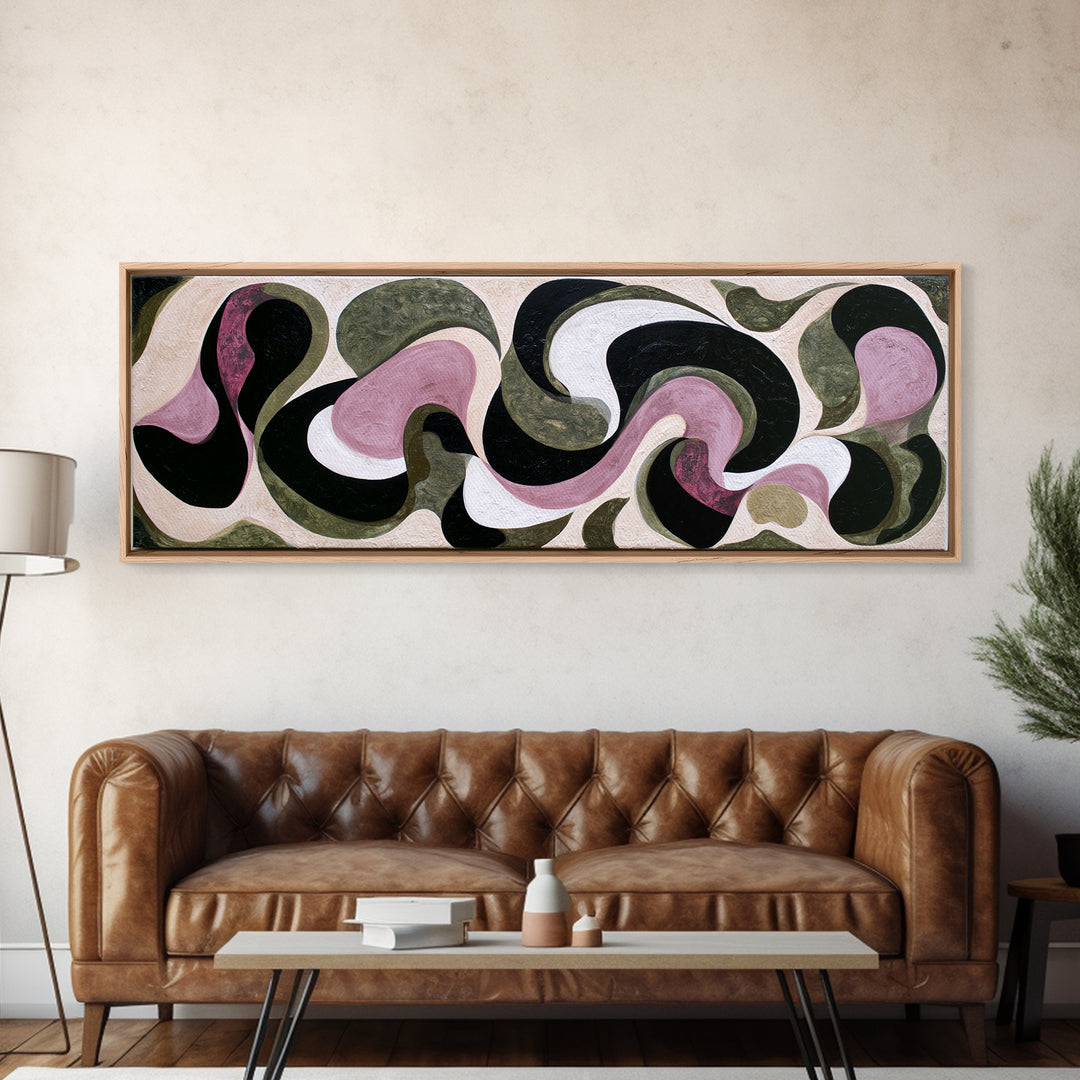 Simple Mushroom and Moss Forest Study Framed Canvas Print, Scandinavian Art, Textured Painting, Living Room Decor, Nordic, SCA-3x1-64