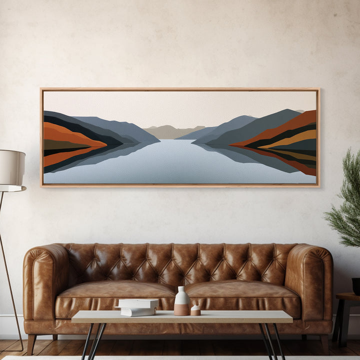 Minimal Fjord Landscape Canvas Print, Scandinavian Art, Boho Decor, Living Room Decor, Fine Art, Nordic, Luxury Decor, SCA-3x1-66