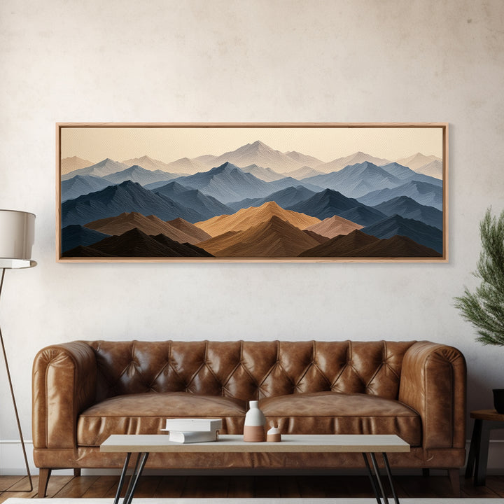 Muted Mountain Layers Framed Canvas Print, Scandinavian Art, Decor, Living Room Decor, Fine Art, Nordic, Printable Art, SCA-3x1-72