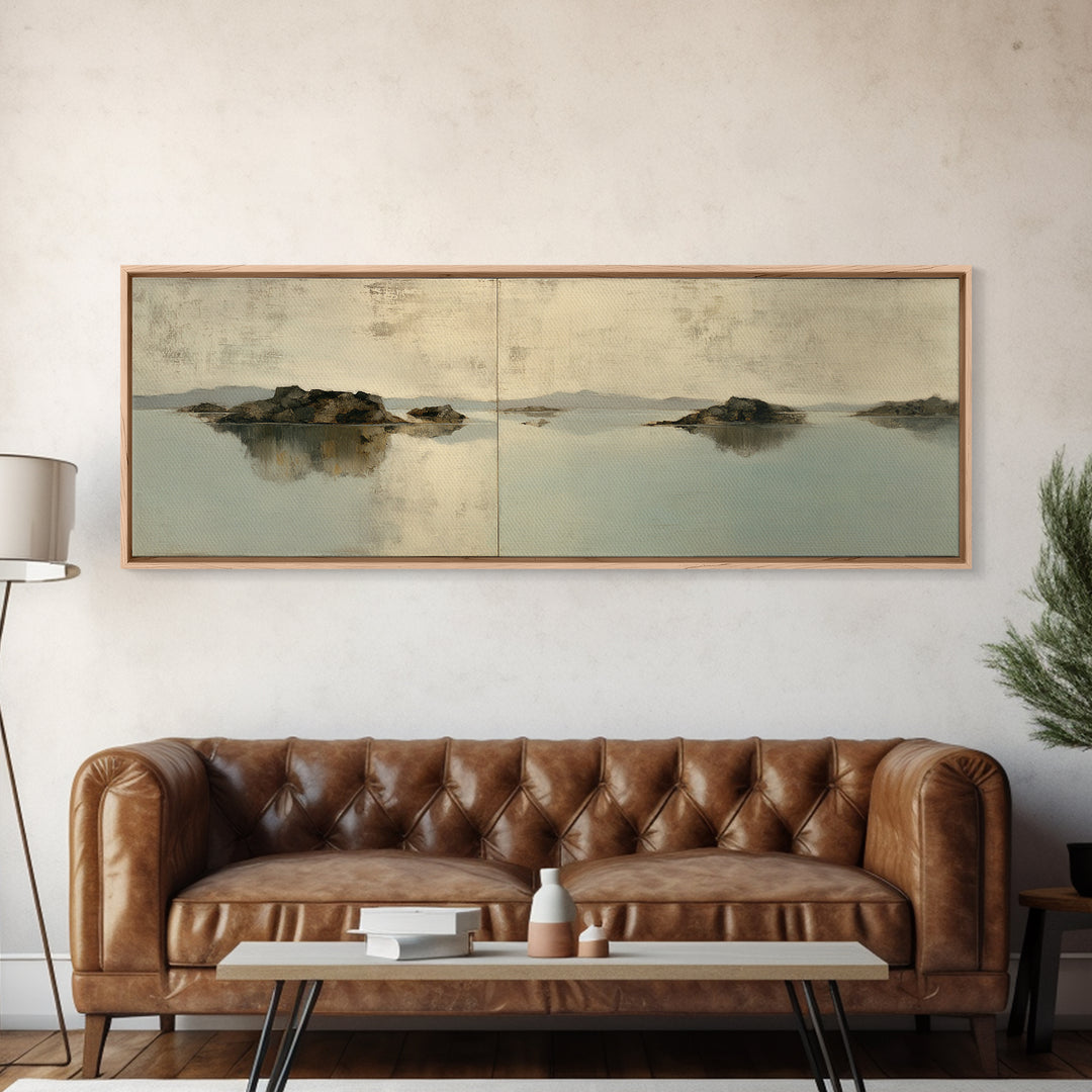 Pale Oak Botanical Line Drawing Canvas Print, Scandinavian Art, Living Room Decor, Oil Painting, Nordic, Wall Hanging, SCA-3x1-93