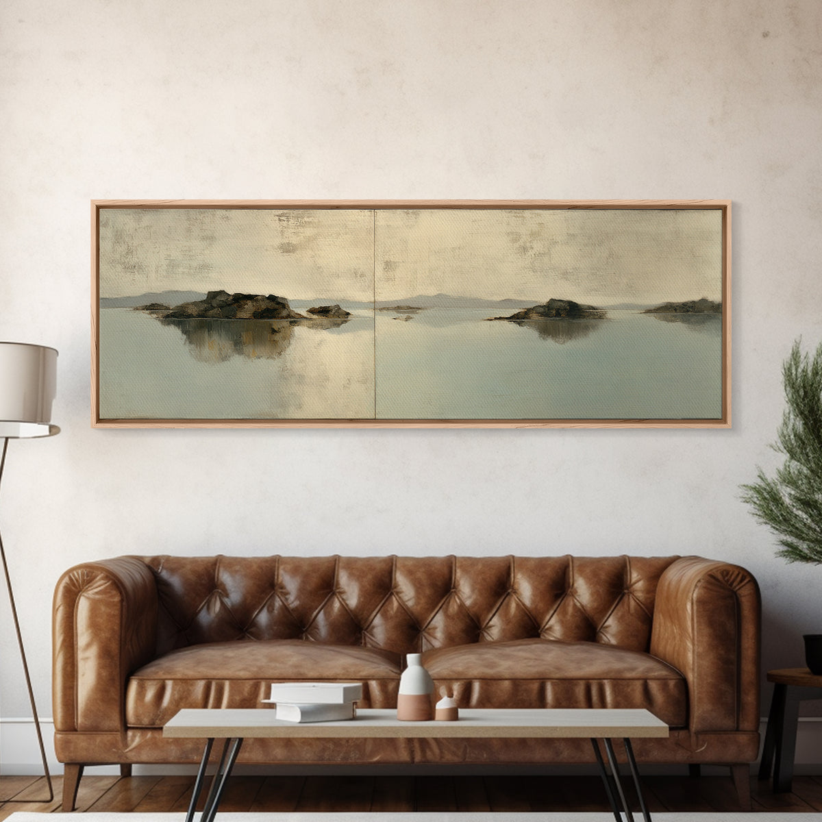 Pale Oak Botanical Line Drawing Canvas Print, Scandinavian Art, Living Room Decor, Oil Painting, Nordic, Wall Hanging, SCA-3x1-93