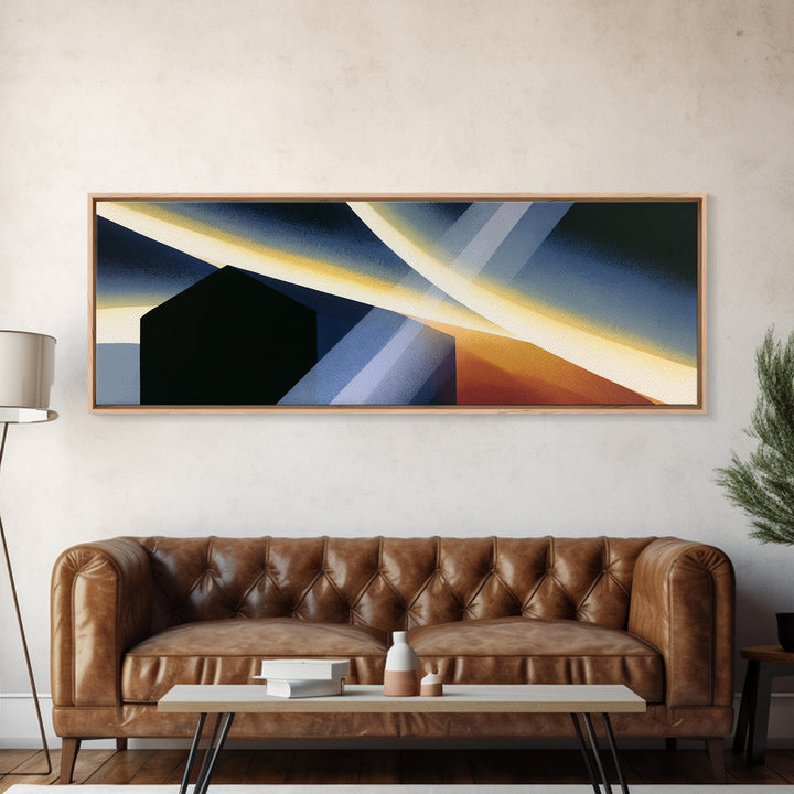 Simple Black House Shape Canvas Print, Scandinavian Art, Farmhouse Decor, Living Room Decor, Fine Art, Nordic, Gallery Decor, SCA-3x1-95