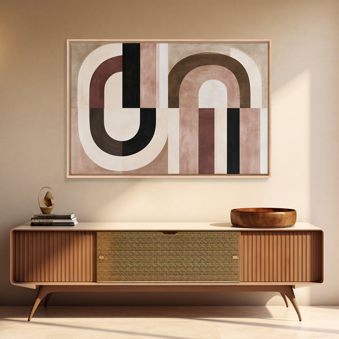 Abstract Arch Shapes Framed Canvas Print, Scandinavian Art, Abstract Wall Art, Living Room Decor, Abstract Art, Nordic, SCA-3x2-18