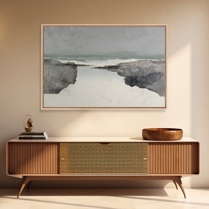Minimal Fjord Landscape Canvas Print, Scandinavian Art, Floral Wall Art, Living Room Decor, Oil Painting, Nordic, SCA-3x2-30