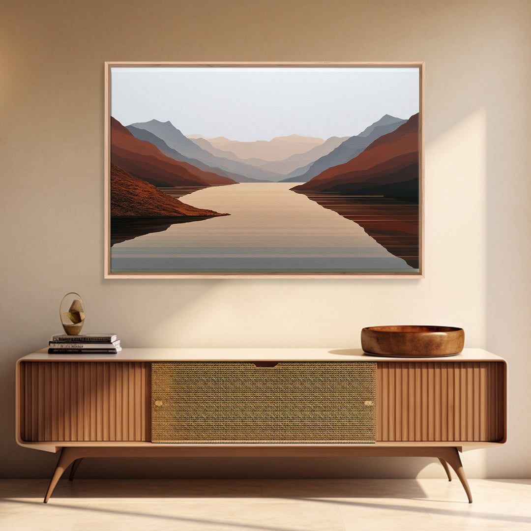 Minimal Fjord Landscape Canvas Print, Scandinavian Art, Floral Wall Art, Living Room Decor, Oil Painting, Nordic, SCA-3x2-54