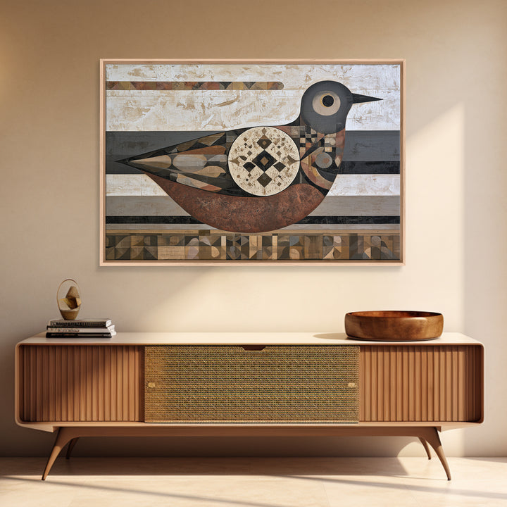 Nordic Folk Bird Framed Canvas Print, Scandinavian Art, Fine Art Print, Living Room Decor, Fine Art, Nordic, Printable, SCA-3x2-63