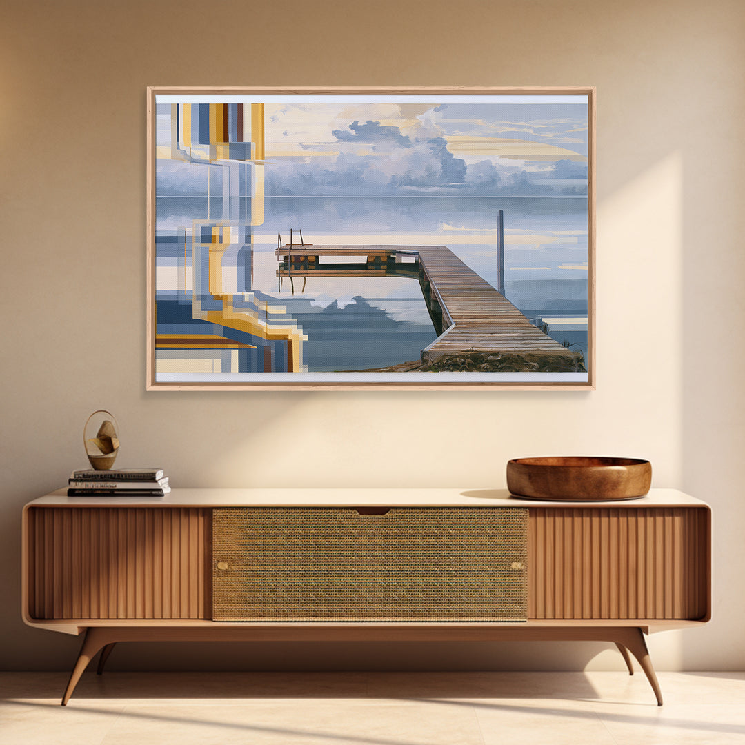 Calm Lake Dock Canvas Print, Scandinavian Art, Wall Art Print, Living Room Decor, Nordic, Fine Art Print, Statement Artwork, SCA-3x2-67