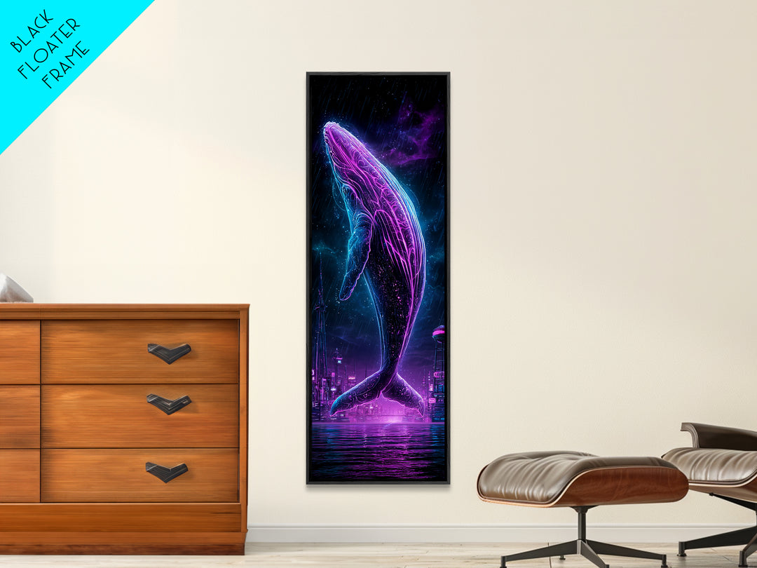 Cosmic Whale Swimming Through Deep Space Canvas Print, Scifi Art, Fantasy Art, Living Room Decor, Fine Art, Orbit, SCI-1x3-100