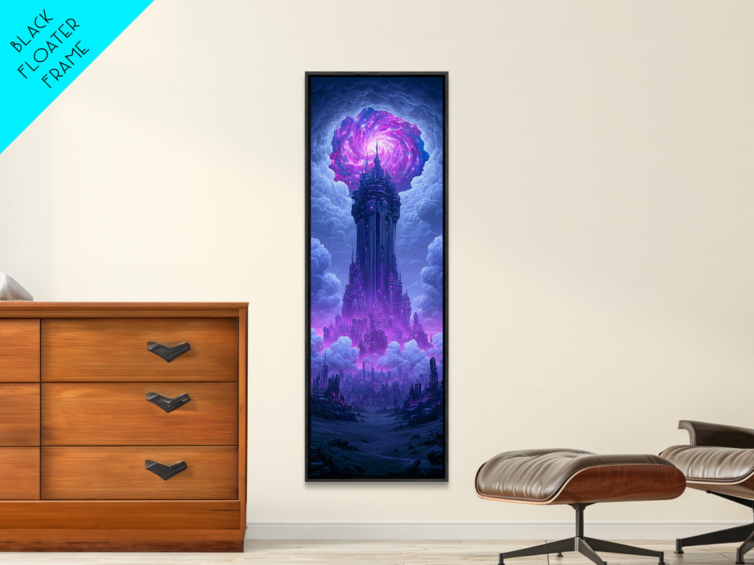Wormhole Opening over Barren Landscape Canvas Print, Scifi Art, Poster, Living Room Decor, Fine Art, Orbit, Retro Wall Art, SCI-1x3-77