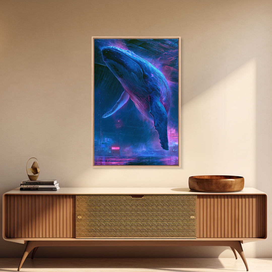 Cosmic Whale Swimming Through Deep Space Canvas Print, Scifi Art, Pop Art, Living Room Decor, Fine Art, Orbit, Gallery Decor, SCI-2x3-96