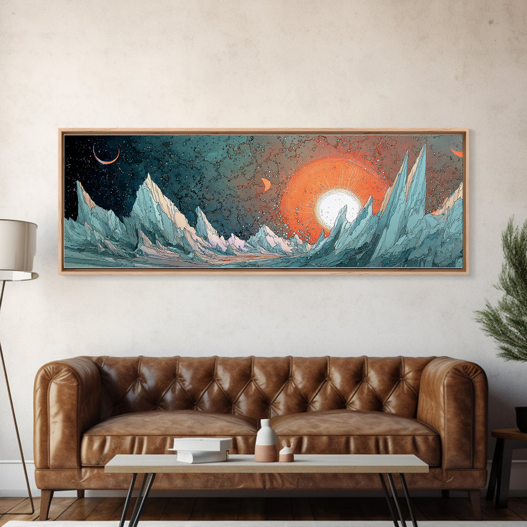 Robot Companion Crossing a Red Canyon Canvas Print, Scifi Art, Fantasy Art, Living Room Decor, Oil Painting, Orbit, SCI-3x1-20