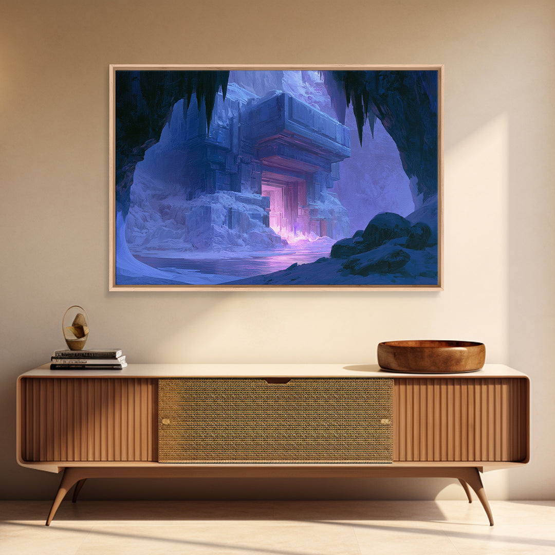 Glowing Alien Artifact Framed Canvas Print, Scifi Art, Space Art, Living Room Decor, Fine Art, Orbit, Luxury Decor, Art Print, SCI-3x2-24