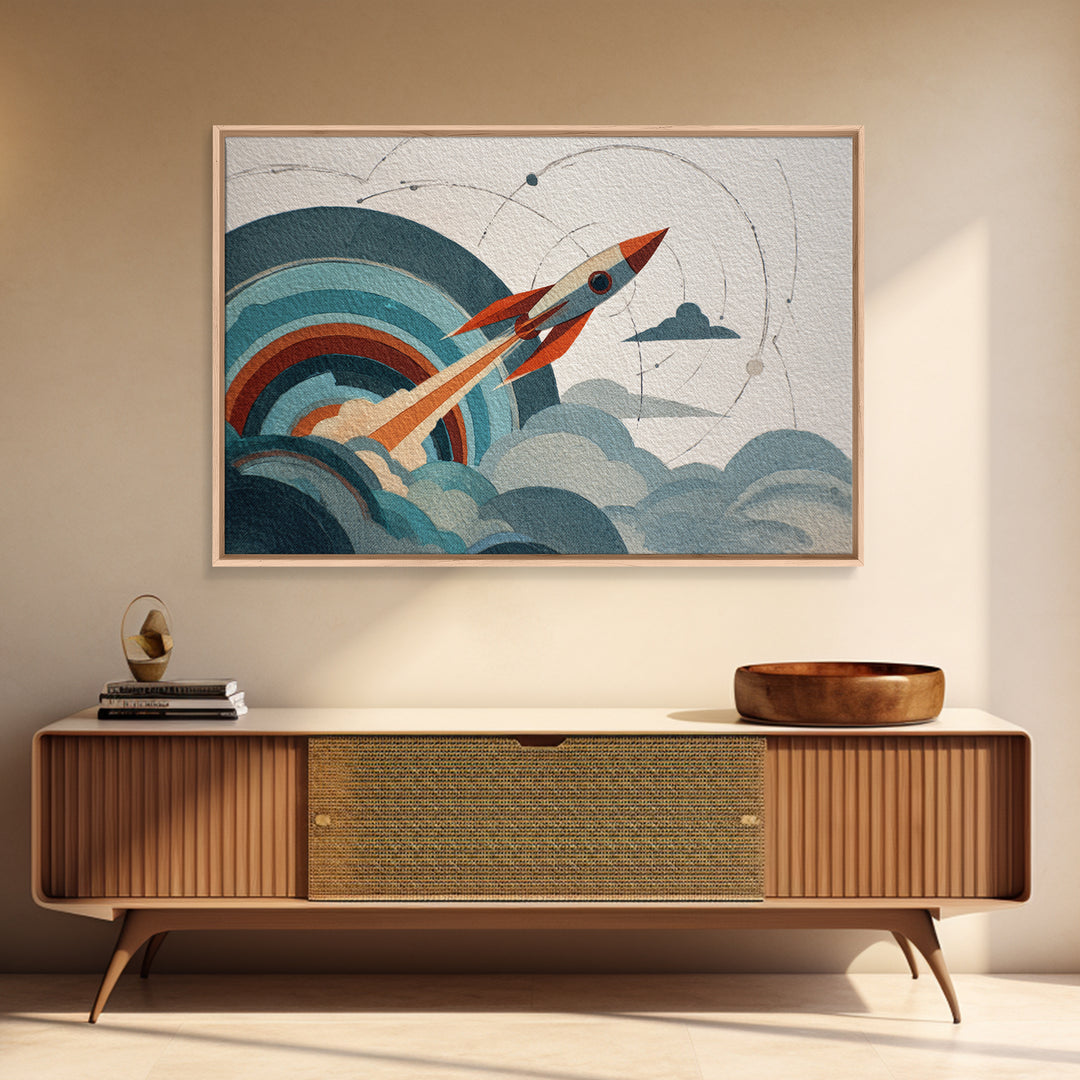 Abandoned Spacecraft Overgrown Canvas Print, Scifi Art, Pop Art, Living Room Decor, Orbit, Gallery Decor, Neutral Decor, SCI-3x2-38