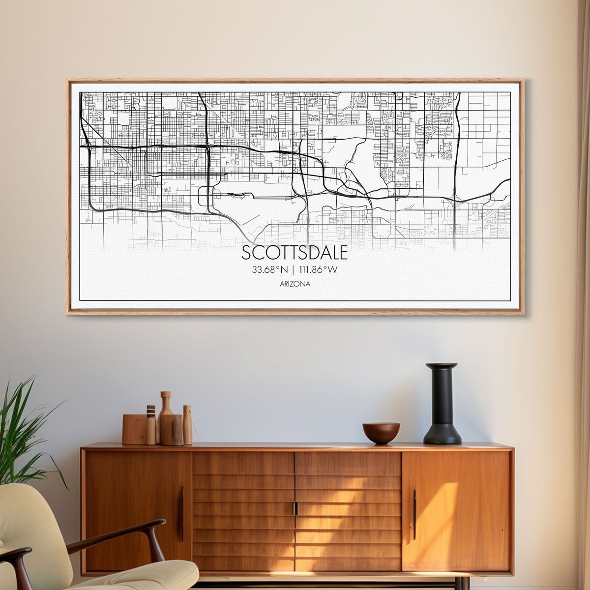 Scottsdale City Map, Arizona Art, Map Print, Modern Wall Art, Wall Art, Canvas Art, Teen Boy Wall Art, RV Décor, Realtor Thank You, Room Art