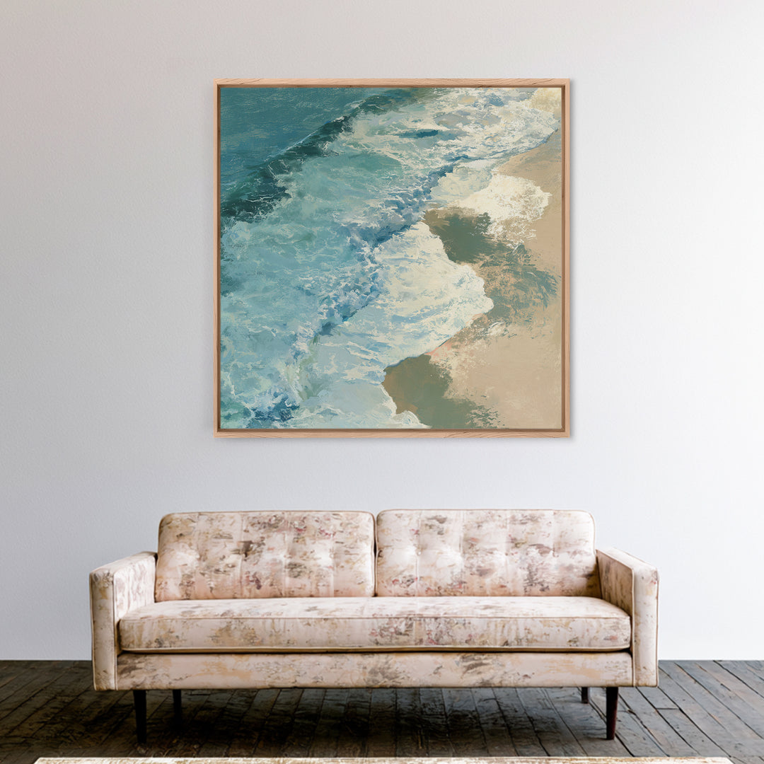 Ocean Foam Patterns from Above Canvas Print, Seascape Art, Large Wall Art, Coastal Decor, Seascape, Watercolor Painting, SEA-1x1-36