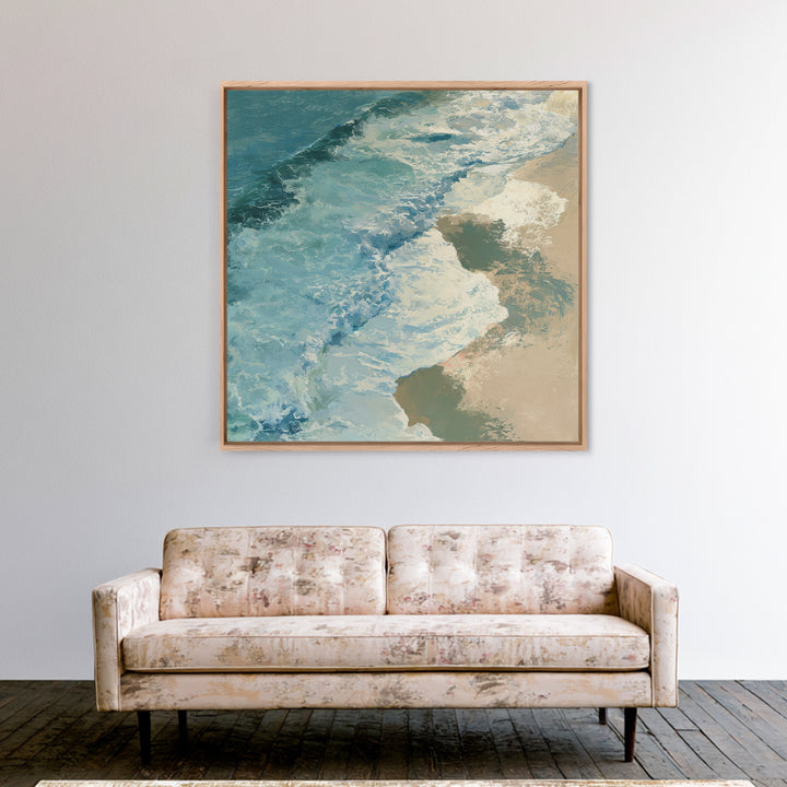 Ocean Foam Patterns from Above Canvas Print, Seascape Art, Large Wall Art, Coastal Decor, Seascape, Watercolor Painting, SEA-1x1-36
