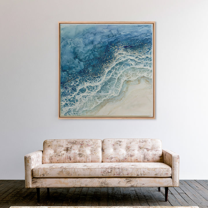Ocean Foam Patterns from Above Canvas Print, Seascape Art, Wall Art Print, Coastal Decor, Watercolor Art, Seascape, SEA-1x1-60