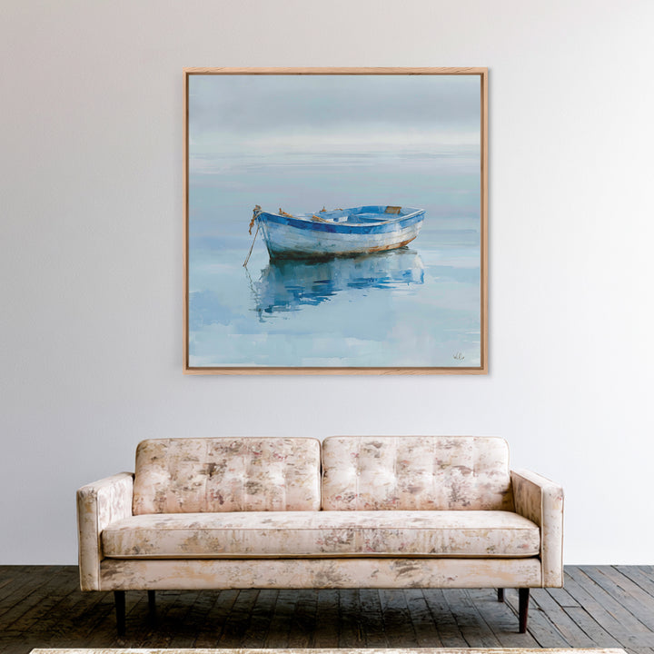 Minimal Horizon Line Framed Canvas Print, Seascape Art, Textured Painting, Coastal Decor, Oil Painting, Seascape, SEA-1x1-88