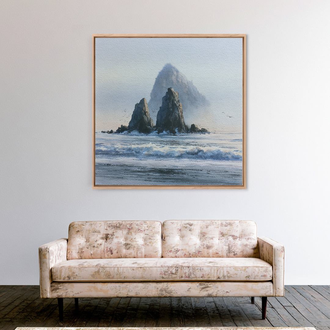 Sea Stack Rocks Canvas Print, Seascape Art, Boho Decor, Coastal Decor, Fine Art, Seascape, Printable Wall Art, SEA-1x1-91