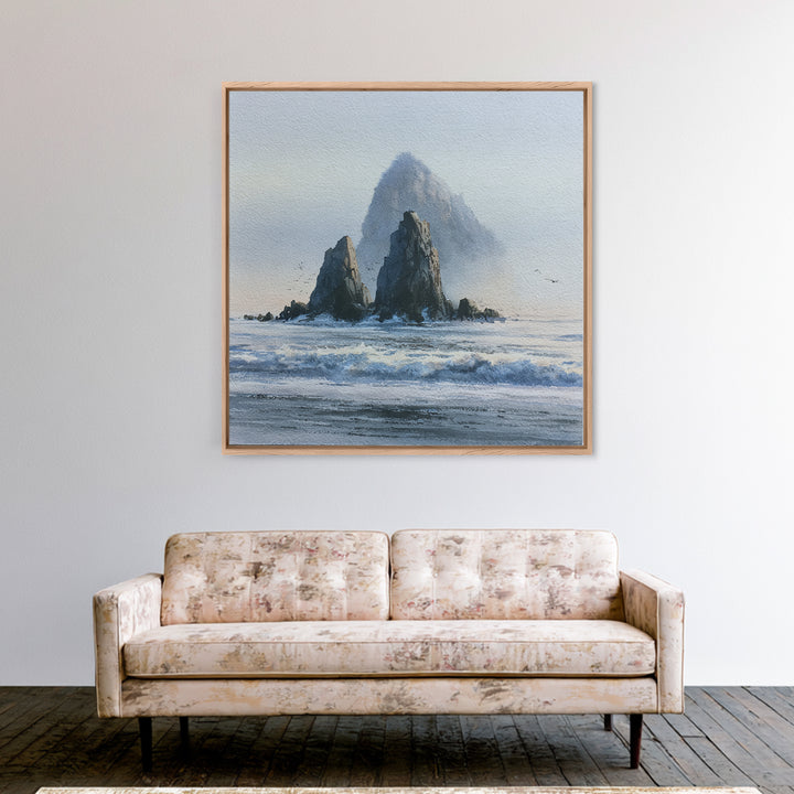 Sea Stack Rocks Canvas Print, Seascape Art, Boho Decor, Coastal Decor, Fine Art, Seascape, Printable Wall Art, SEA-1x1-91