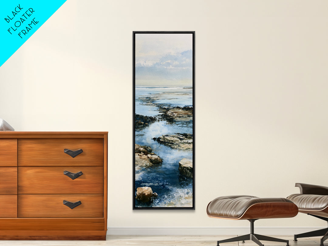 Rocky Tidepool with Reflections Canvas Print, Seascape Art, Coastal Wall Art, Coastal Decor, Fine Art, Seascape, Luxury Decor, SEA-1x3-95
