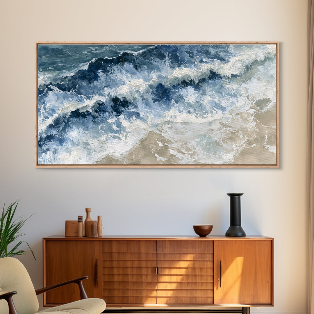 Ocean Foam Patterns from Above Canvas Print, Seascape Art, Contemporary Art, Coastal Decor, Fine Art, Seascape, Canvas Wall Art, SEA-2x1-32
