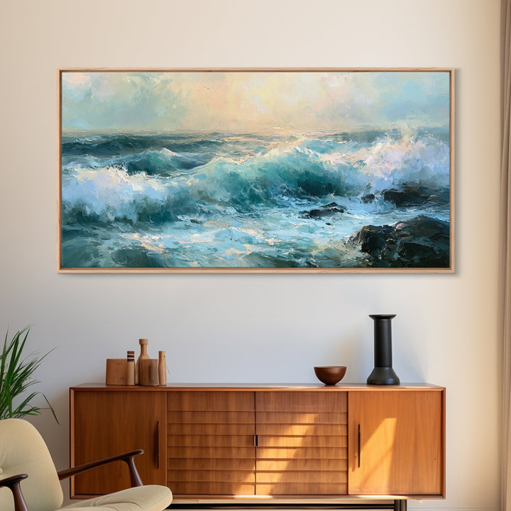 Storm Waves Crashing Canvas Print, Seascape Art, Canvas Wall Art, Coastal Decor, Fine Art, Seascape, Bedroom Wall Art, SEA-2x1-93