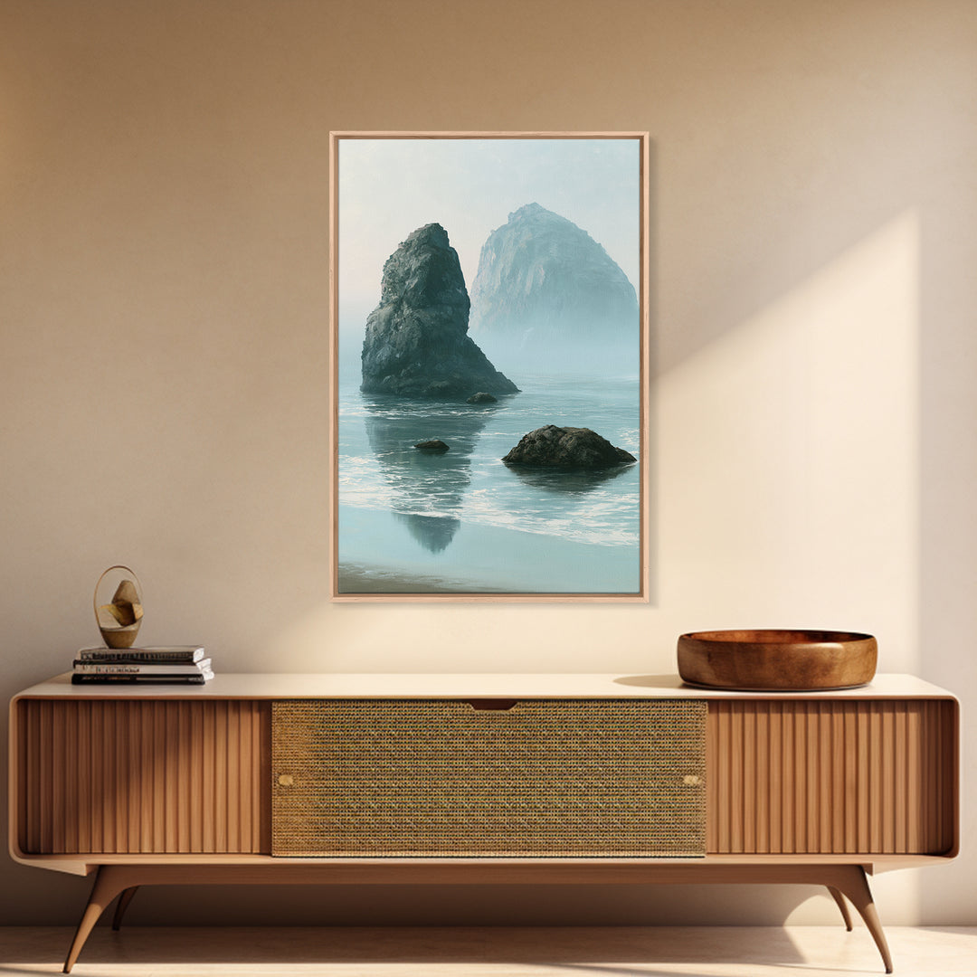 Sea Stack Rocks Framed Canvas Print, Seascape Art, Watercolor Art, Coastal Decor, Fine Art, Seascape, Textured Painting, SEA-2x3-3