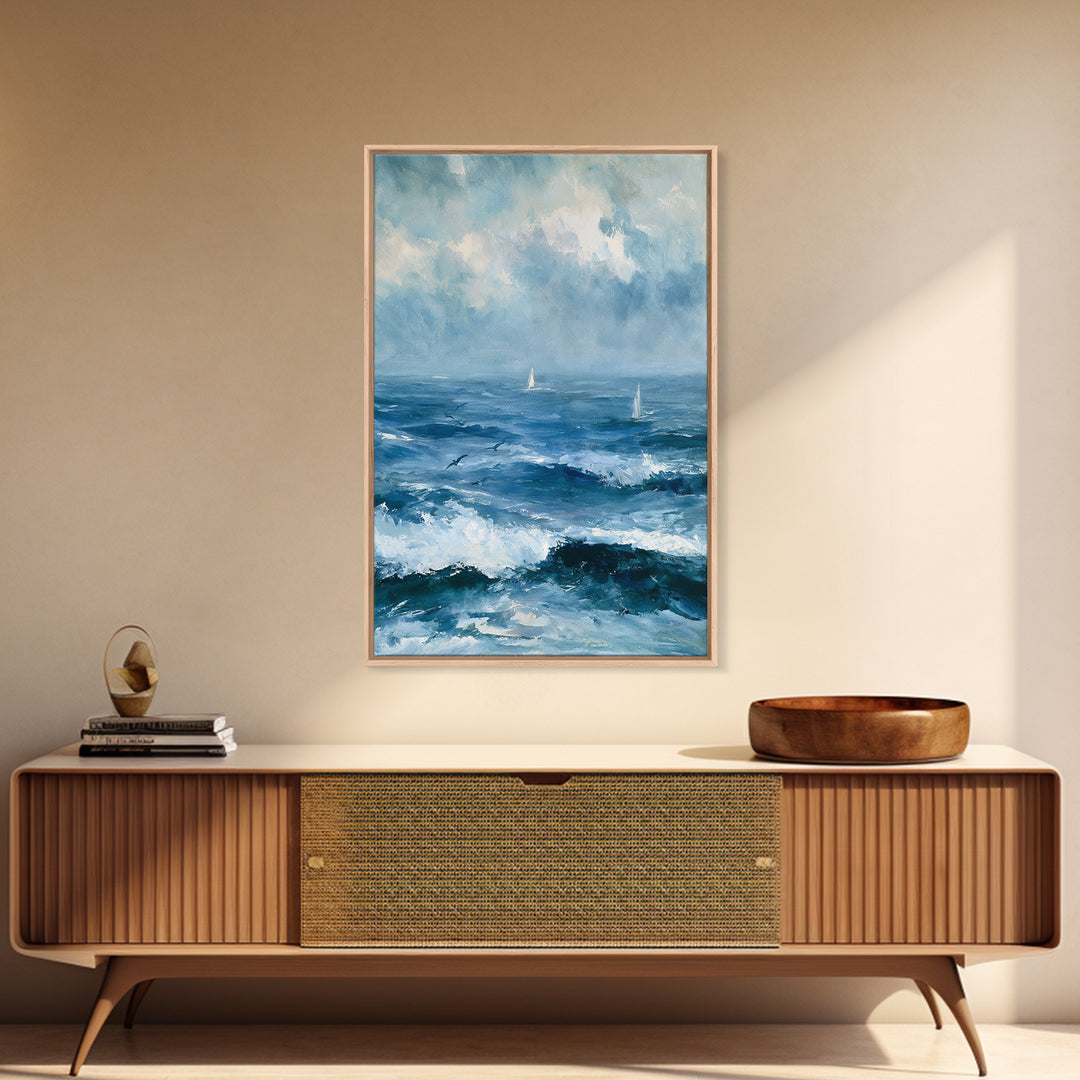 Whitecaps Rolling under Storm Light Canvas Print, Seascape Art, Printable Wall Art, Coastal Decor, Fine Art, Seascape, SEA-2x3-45