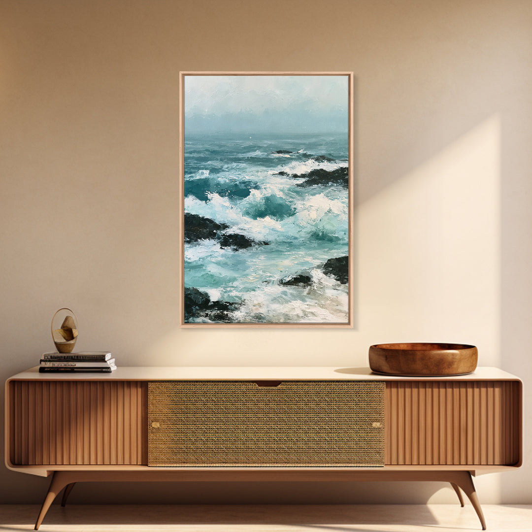 Storm Waves Crashing Canvas Print, Seascape Art, Bedroom Decor, Coastal Decor, Oil Painting, Seascape, Coastal Wall Art, SEA-2x3-57