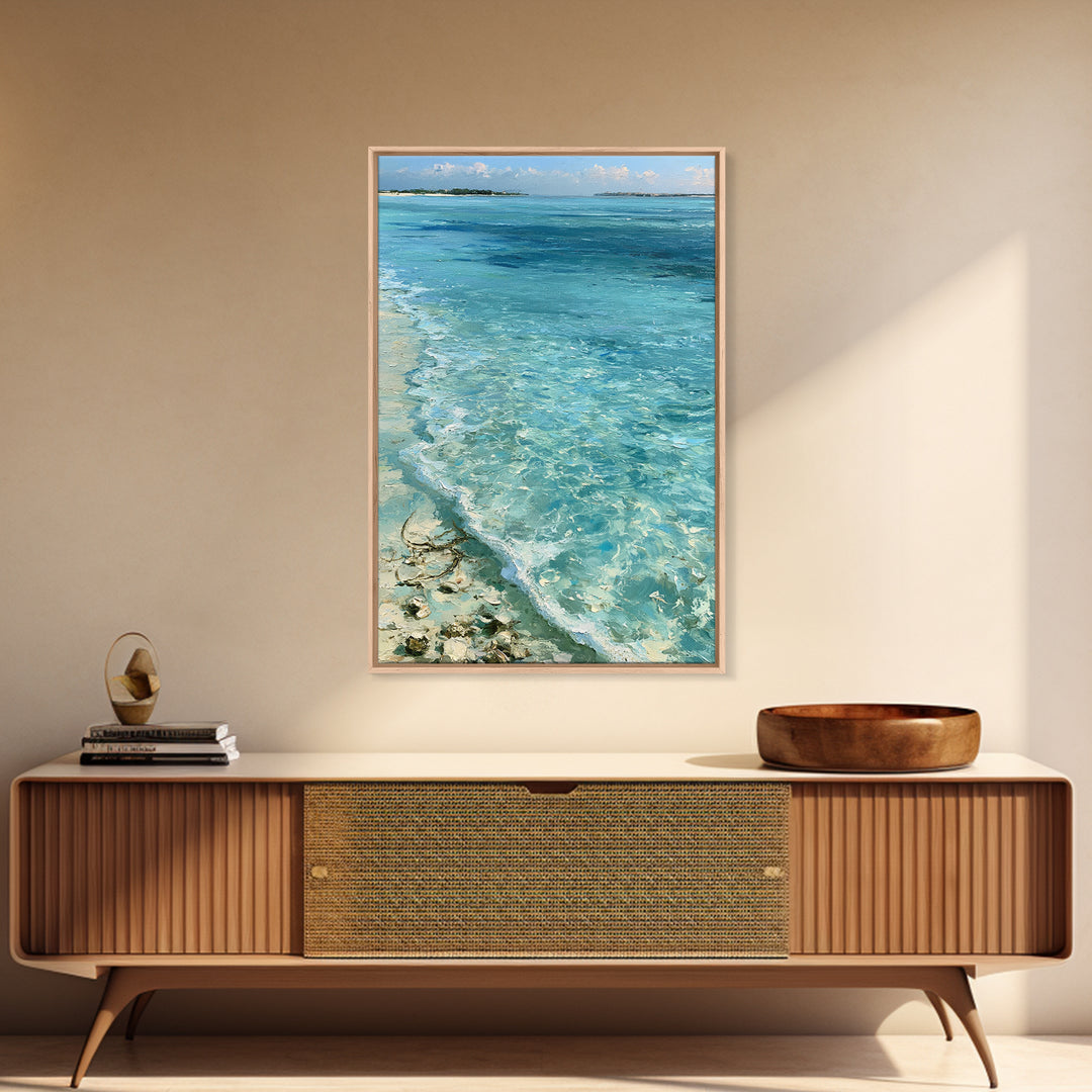 Tropical Lagoon with Transparent Shallows Canvas Print, Seascape Art, Home Decor, Coastal Decor, Oil Painting, Seascape, SEA-2x3-66