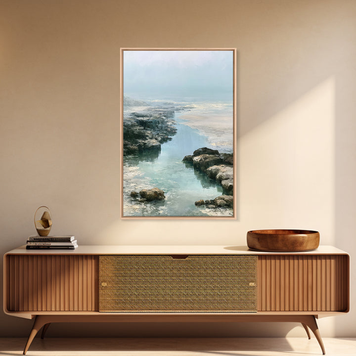 Rocky Tidepool with Reflections Canvas Print, Seascape Art, Printable Art, Coastal Decor, Fine Art, Seascape, Beach Decor, SEA-2x3-91