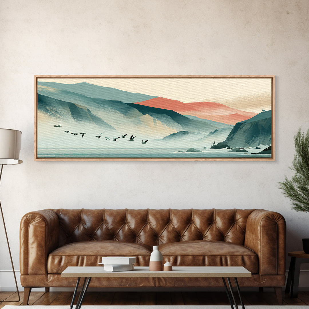 Misty Sea Cliffs Canvas Print, Seascape Art, Living Room Decor, Coastal Decor, Fine Art, Seascape, Gallery Decor, Wall Decor, SEA-3x1-21