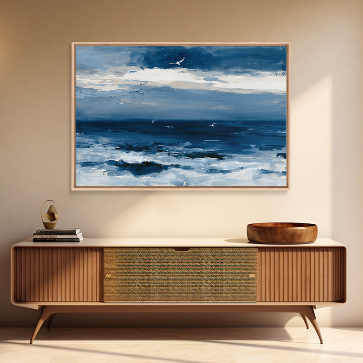 Deep Indigo Night Sea Canvas Print, Seascape Art, Abstract Art, Coastal Decor, Seascape, Nautical Decor, Coastal Wall Art, SEA-3x2-1