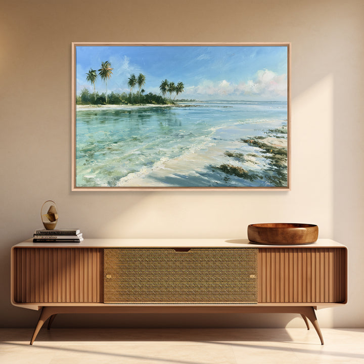 Tropical Lagoon with Transparent Shallows Canvas Print, Seascape Art, Abstract Art, Coastal Decor, Fine Art, Seascape, SEA-3x2-38