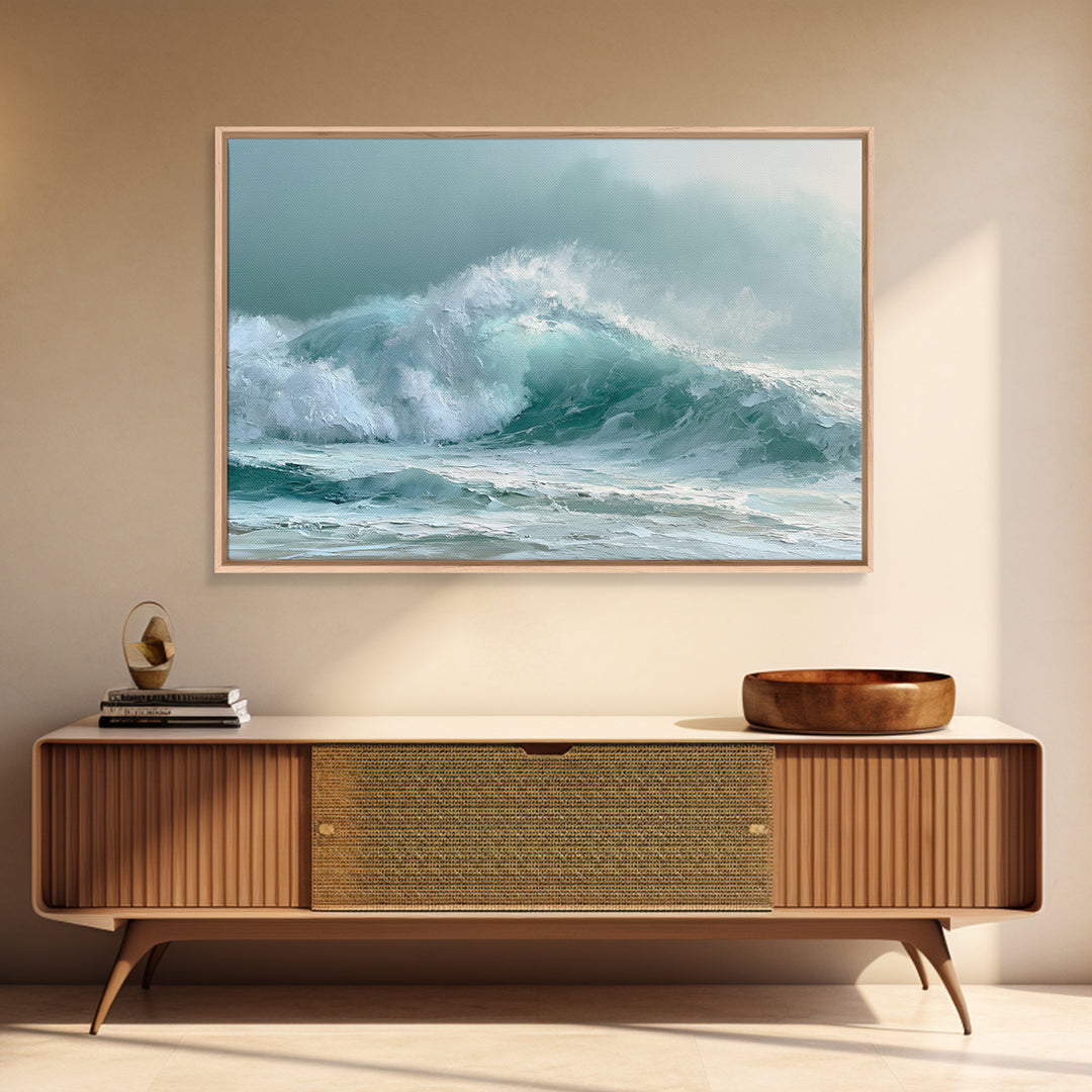 Wild Atlantic Wave Framed Canvas Print, Seascape Art, Living Room Wall Art, Coastal Decor, Seascape, Statement Artwork, SEA-3x2-69