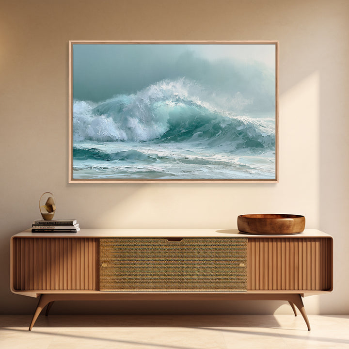 Wild Atlantic Wave Framed Canvas Print, Seascape Art, Living Room Wall Art, Coastal Decor, Seascape, Statement Artwork, SEA-3x2-69