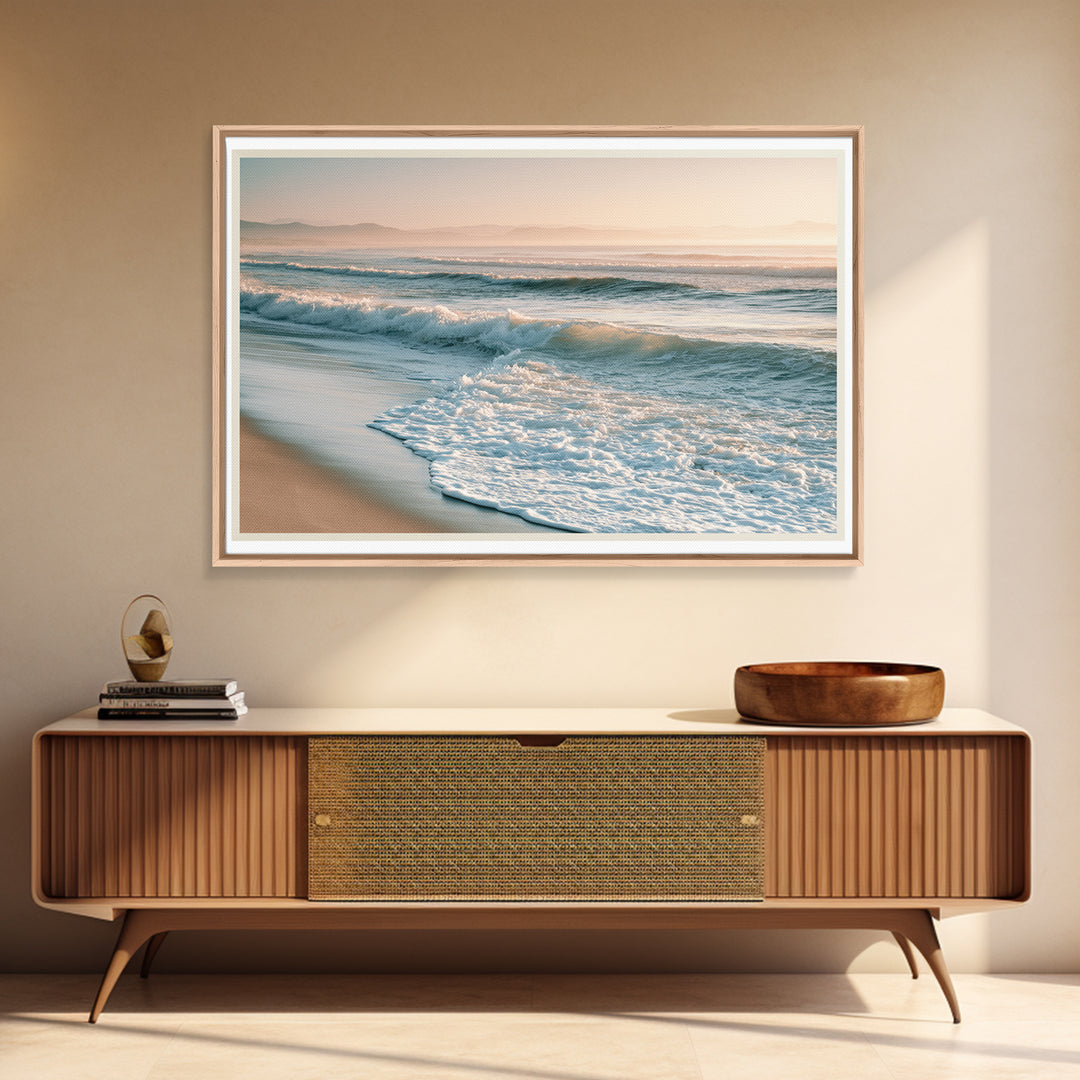 Mediterranean Harbor at Dawn Framed Canvas Print, Seascape Art, Digital Print, Coastal Decor, Oil Painting, Seascape, SEA-3x2-74