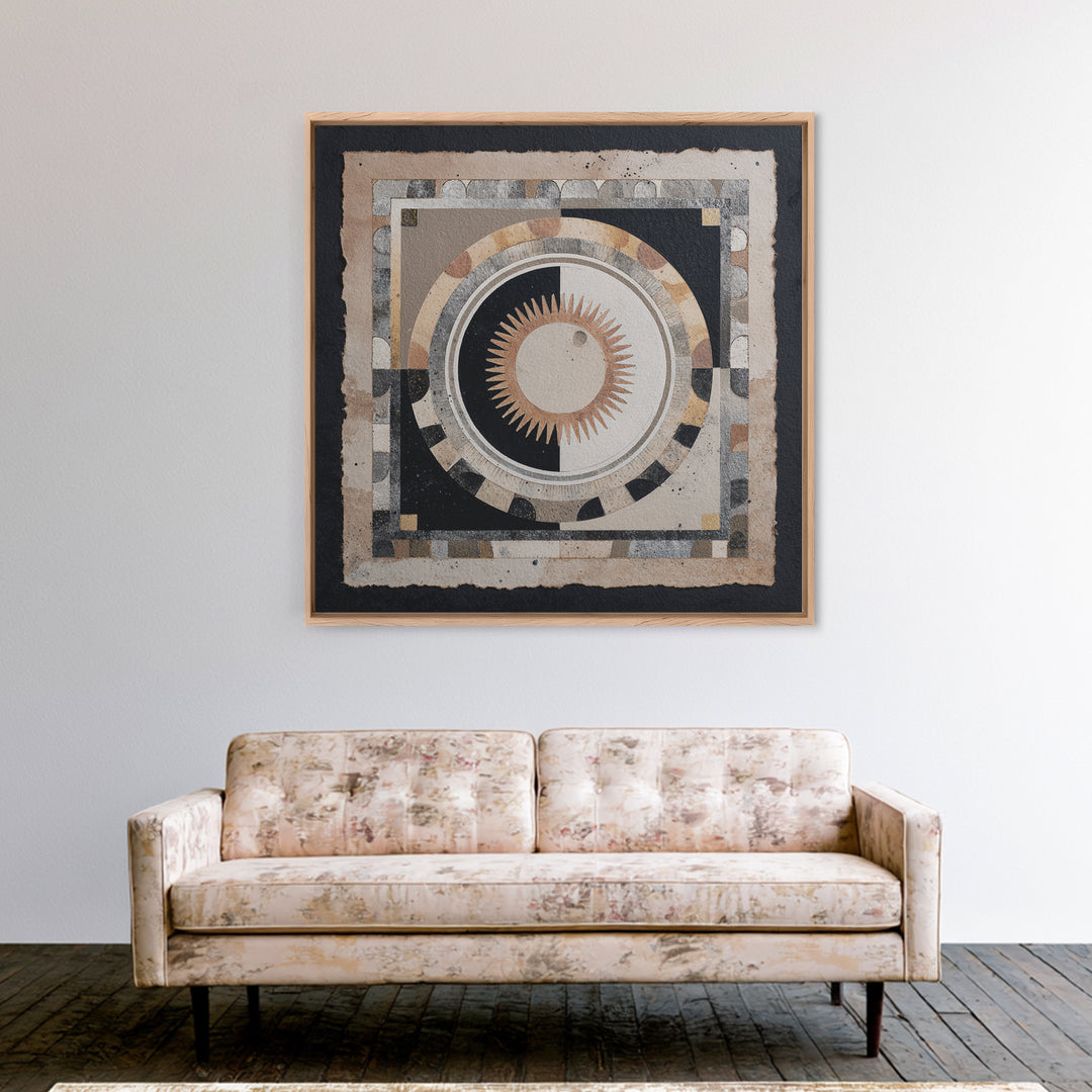 Cosmic Eye Inside Geometric Frame Canvas Print, Sacred Geometry Art, Boho Wall Decor, Living Room Decor, Abstract Art, Geometry, SGA-1x1-19
