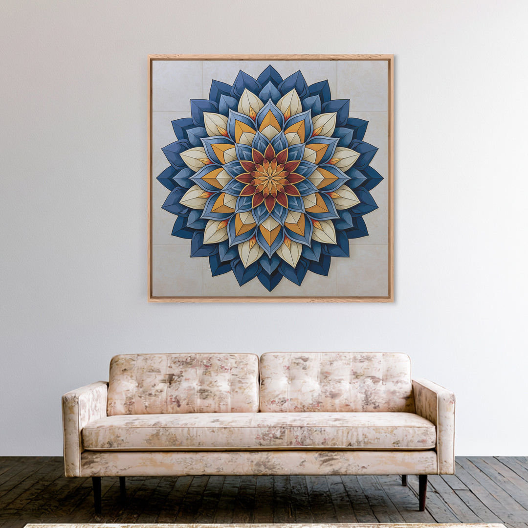 Mandala Lotus with Precise Radial Symmetry Canvas Print, Sacred Geometry Art, Sacred Geometry, Living Room Decor, Geometry, SGA-1x1-26