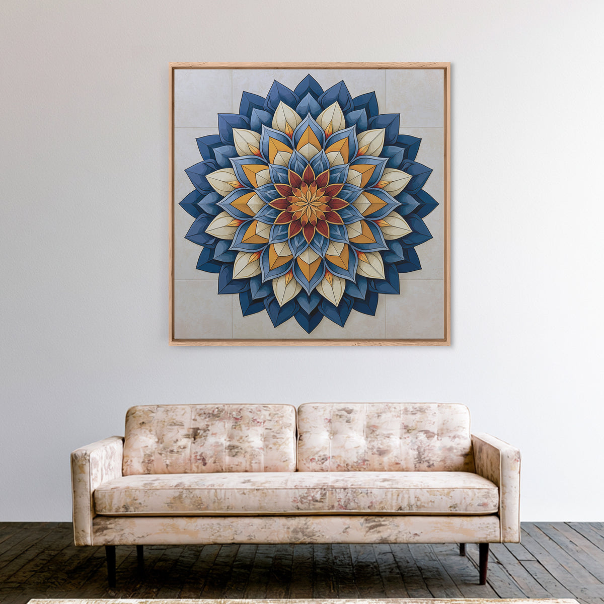 Mandala Lotus with Precise Radial Symmetry Canvas Print, Sacred Geometry Art, Sacred Geometry, Living Room Decor, Geometry, SGA-1x1-26